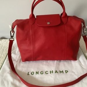 Authentic Medium red longchamp leather bag